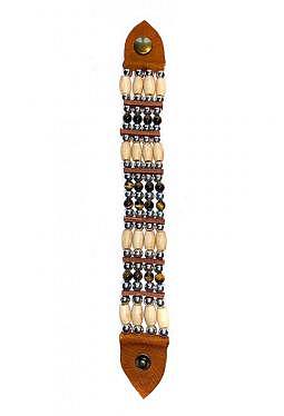 Armband aus Büffelknochen mit runden Tigeraugen-Steinen 18 - 20.5 cm