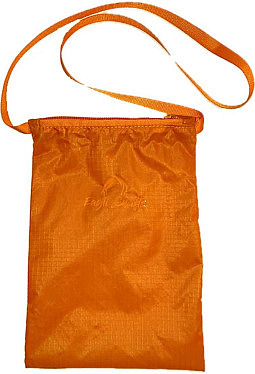 Reise-/Pass-/Handy Umhängetasche nur 9 gr. -orange - aus Gleitschirmstoff - upcycling